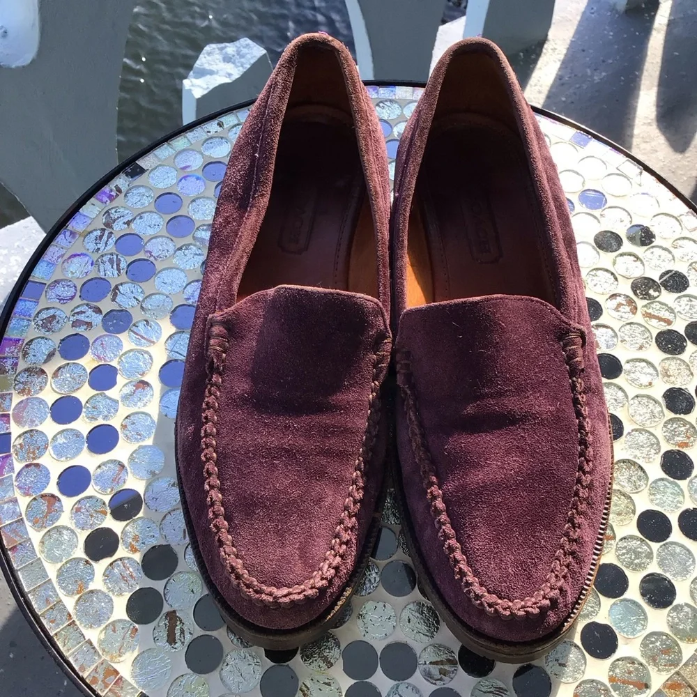 Vintage Coach Womens Suede Loafers in Deep Burgundy - Classic Slip-On Style - Picture 10 of 14